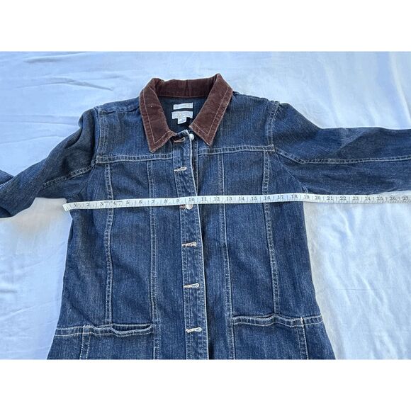 Christopher & Banks Stretch Jean Jacket Size M, Corduroy Collar, Button Down - Picture 7 of 10